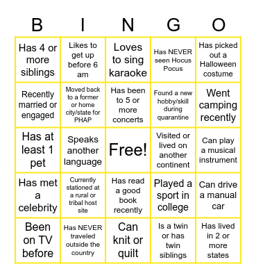 Virtual Icebreaker Bingo Card