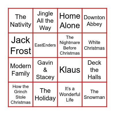 Round 1 - TV / Movie Bingo Card