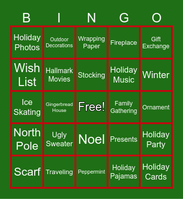 Wellness Holiday Bingo Card