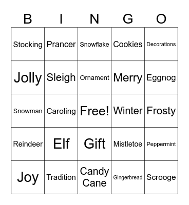 Holiday Bingo Card