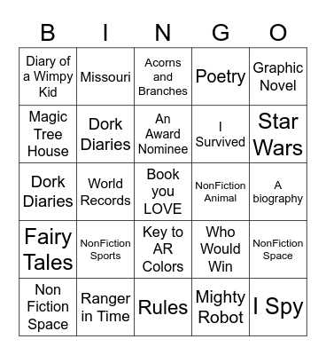 Library Scavenger Hunt Bingo Card