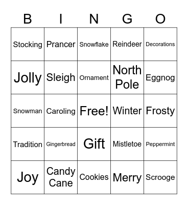 Holiday Bingo Card