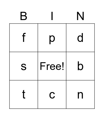 Gold Letter Sounds Bingo Card