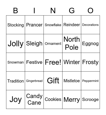 Holiday Bingo Card