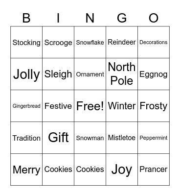 Holiday Bingo Card