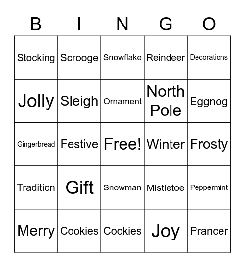 Holiday Bingo Card