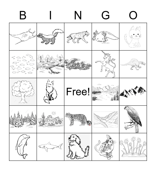 los animales y la naturaleza Bingo Card