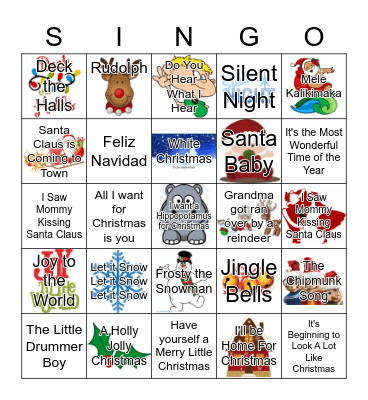 Christmas Singo Bingo Card