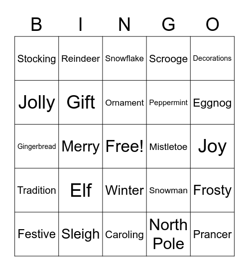 Holiday Bingo Card