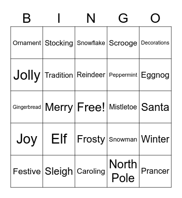 Holiday Bingo Card