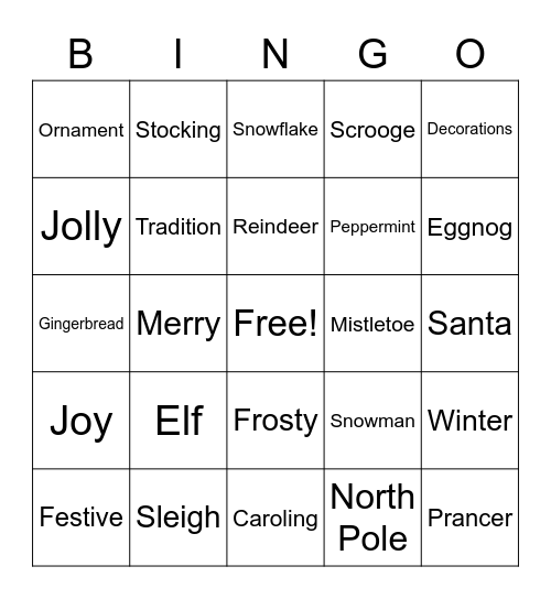 Holiday Bingo Card