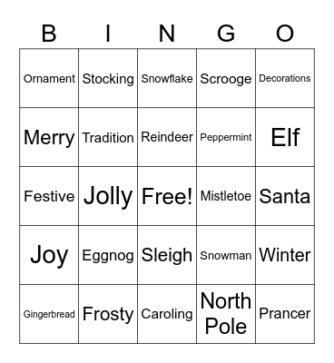 Holiday Bingo Card