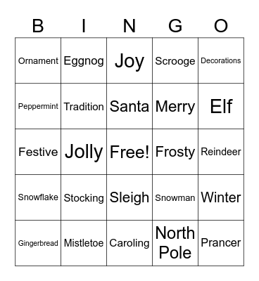 Holiday Bingo Card