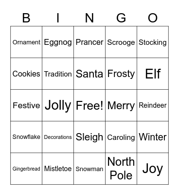 Holiday Bingo Card