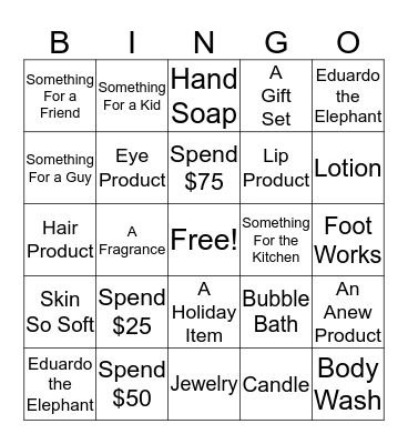 Avon Bingo Card