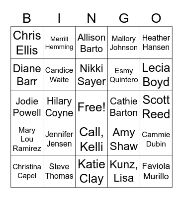 Employee BINGO Card