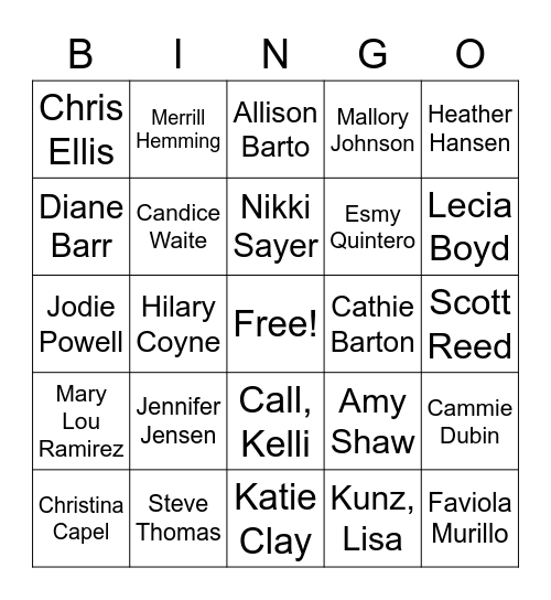 Employee BINGO Card