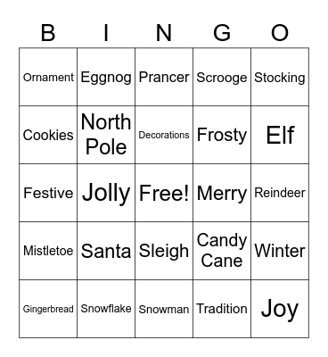 Holiday Bingo Card