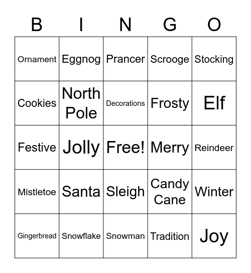 Holiday Bingo Card