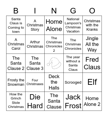 Christmas Movie Bingo Card