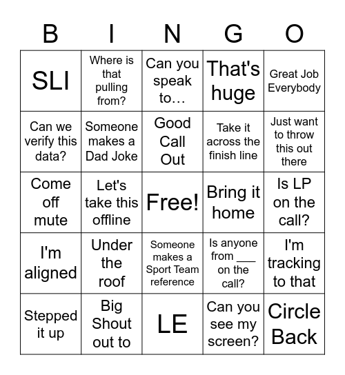 WBR Bingo Card