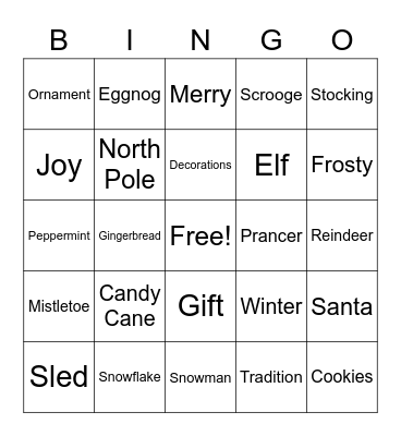 Holiday Bingo Card