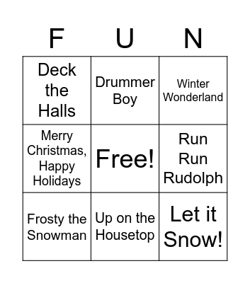 Christmas Music Trivia: Bingo! Bingo Card