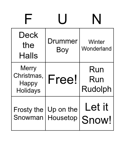 Christmas Music Trivia: Bingo! Bingo Card