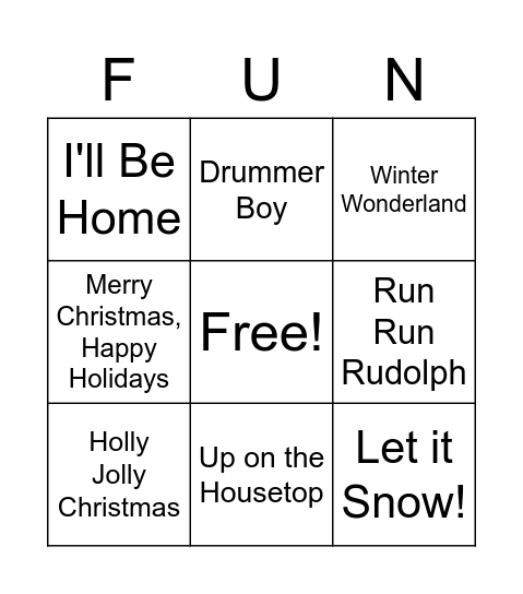 Christmas Music Trivia: Bingo! Bingo Card