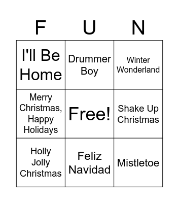 Christmas Music Trivia: Bingo! Bingo Card