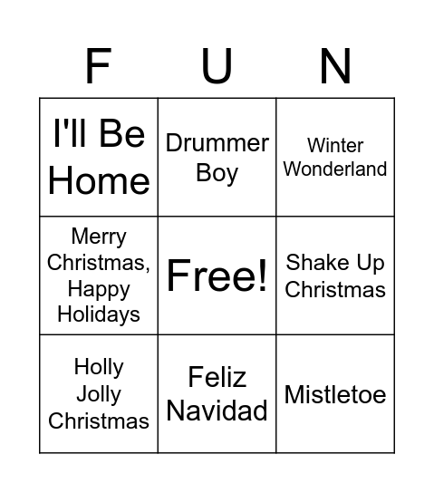 Christmas Music Trivia: Bingo! Bingo Card