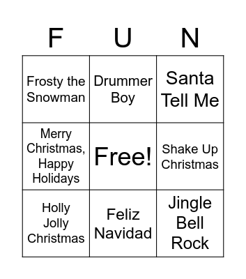 Christmas Music Trivia: Bingo! Bingo Card