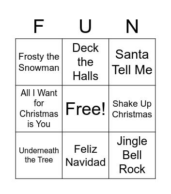 Christmas Music Trivia: Bingo! Bingo Card