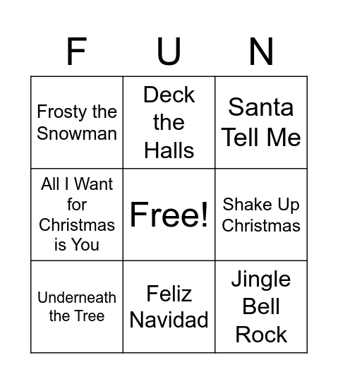 Christmas Music Trivia: Bingo! Bingo Card