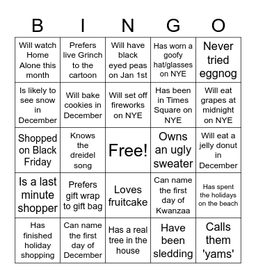 EA December Celebration Bingo Card