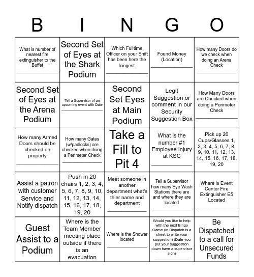 KSC Security BINGO #2 11/2015 (TREE) Bingo Card