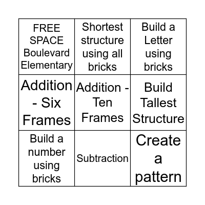 Math Night at Boulevard Bingo Card