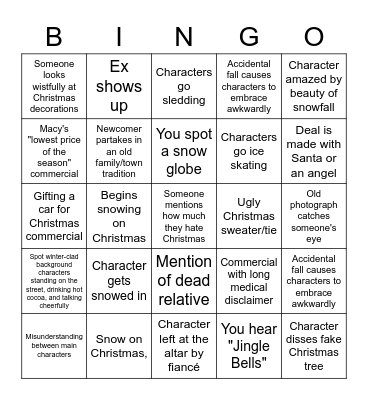 April's Hallmark Movie Christmas Bingo Card