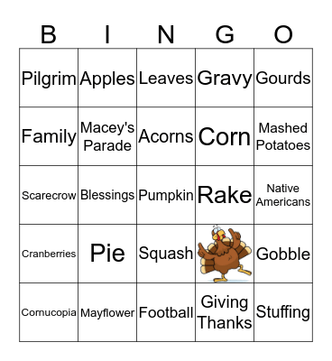 Turkey Trot Bingo Card