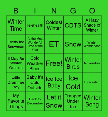 Winter Songs Bingo! Bingo Card