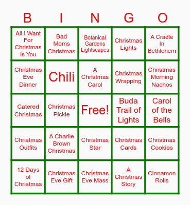 Holiday BINGO Card