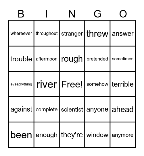 Third Bingo Card