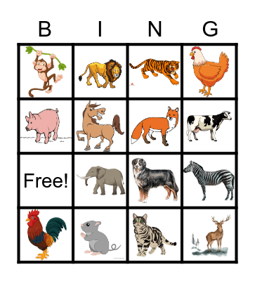 Animal Bingo! Bingo Card