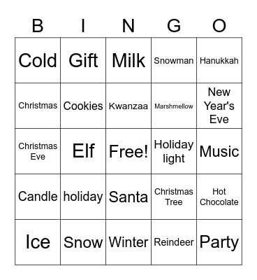 ASL Winter Bingo Card