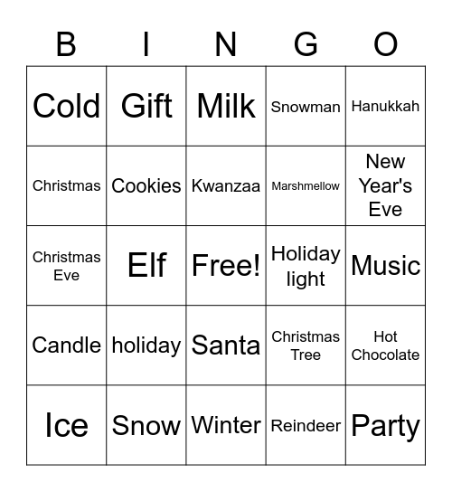 ASL Winter Bingo Card