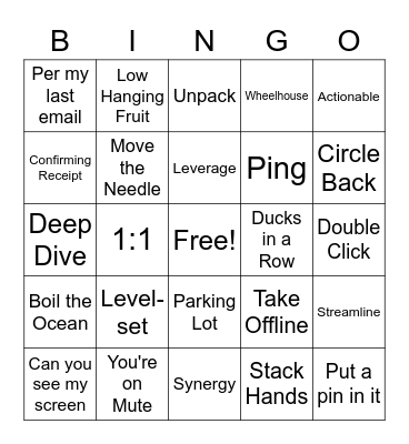 Corporate Lingo Bingo Card