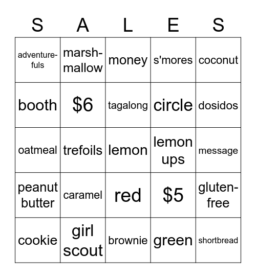 Girl Scout Cookies Bingo Card