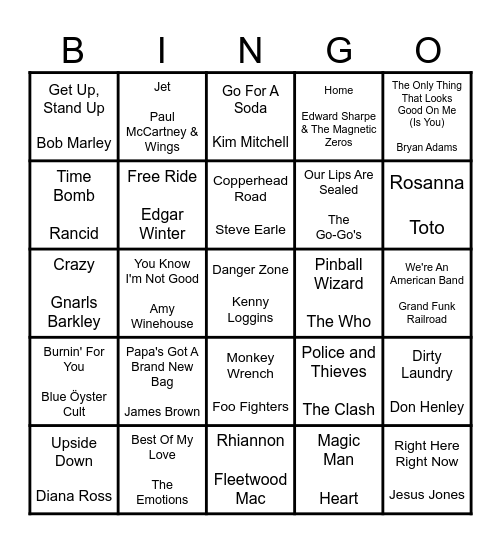 ROCK N' ROLL #6 Bingo Card