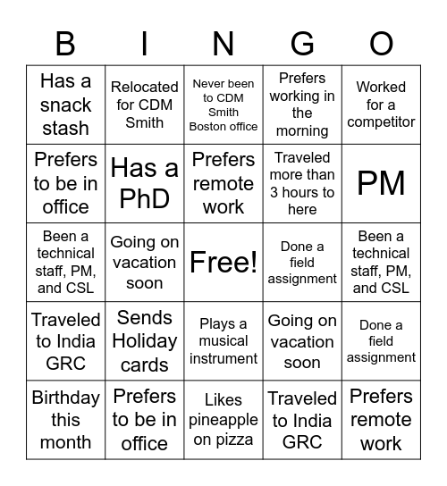 FSU 2023 Success Planning Bingo Card