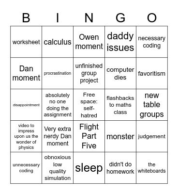 physics class Bingo Card